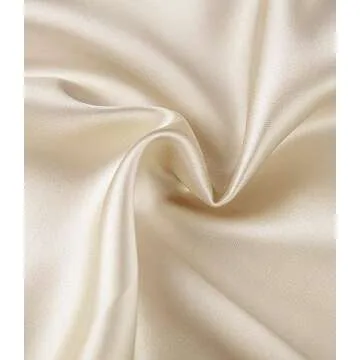 Women's Satin High Waist Hidden Elasticized Waistband Flared Casual A Line Midi Skirt (Champagne, X-Large)