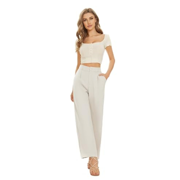 Shop KICZOY Women's Elegant Wide Leg High Waist Pants