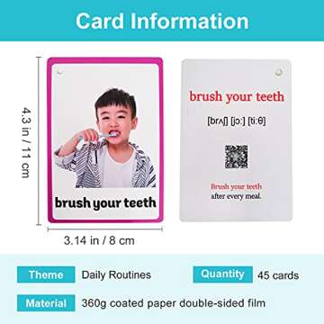 Lilias Daily Routines Flash Cards - Toddler Learning Toys, 45 Cards Set