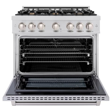 ZLINE 36 in. Stainless Steel Dual Fuel Range with 6 Brass Burners