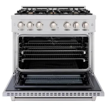 ZLINE 36 in. Stainless Steel Dual Fuel Range with 6 Brass Burners