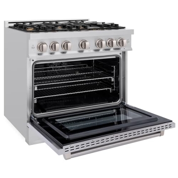 ZLINE 36 in. Stainless Steel Dual Fuel Range with 6 Brass Burners