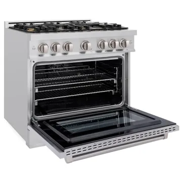 ZLINE 36 in. Stainless Steel Dual Fuel Range with 6 Brass Burners