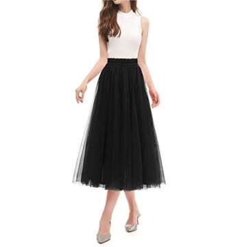 OBBUE Women's Elegant A Line Tulle Party Skirt