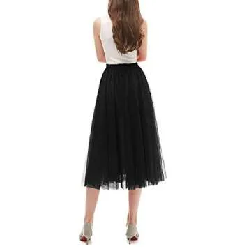 OBBUE Women's Elegant A Line Tulle Party Skirt