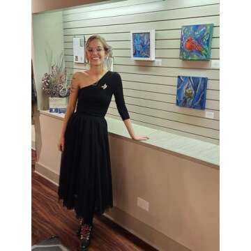 OBBUE Women's Elegant A Line Tulle Party Skirt