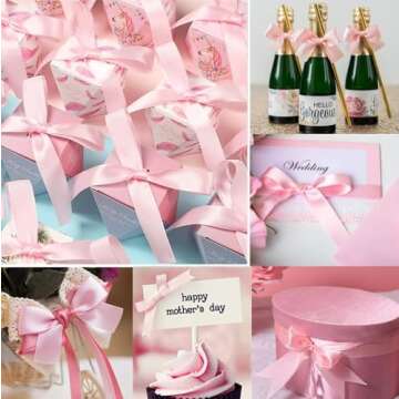 Light Pink Satin Ribbon for Gifts & Wedding Decor