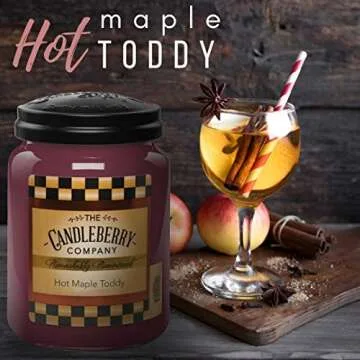 Candleberry Candles | Strong Fragrances for Home | Hand Poured in The USA | Highly Scented | 135 Hour Burn Time | Large Jar 26 oz (Hot Maple Toddy)