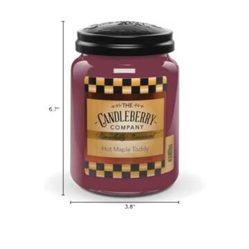 Candleberry Candles | Strong Fragrances for Home | Hand Poured in The USA | Highly Scented | 135 Hour Burn Time | Large Jar 26 oz (Hot Maple Toddy)