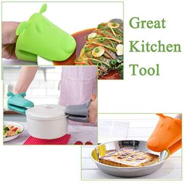QTECLOR Mini Oven Mitts – Cute Heat Resistant Silicone Gloves