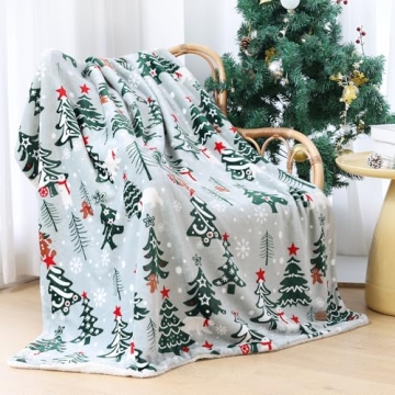 Mrzebra Cozy Christmas Throw Blanket - Soft Flannel Winter Décor