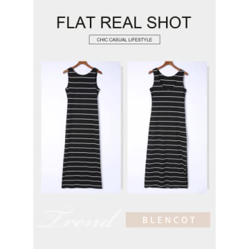 BLENCOT Women's Summer Sleeveless Striped Racerback Long Dress Casual Beach Maxi Tank Dresses