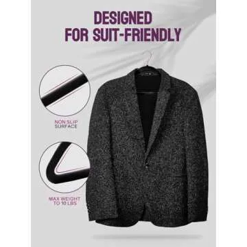 Jersow Non Slip Velvet Hangers - 50 Pack, Premium Suit Hangers Space Saving with 360 Swivel Chrome Hook, 17.5 Inch Clothes Hangers Heavy Duty Enough for Coat Hangers, Sweater Hangers, Black