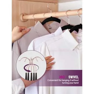 Jersow Non Slip Velvet Hangers - 50 Pack, Premium Suit Hangers Space Saving with 360 Swivel Chrome Hook, 17.5 Inch Clothes Hangers Heavy Duty Enough for Coat Hangers, Sweater Hangers, Black