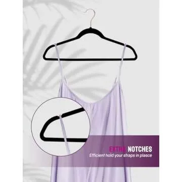 Jersow Non Slip Velvet Hangers - 50 Pack, Premium Suit Hangers Space Saving with 360 Swivel Chrome Hook, 17.5 Inch Clothes Hangers Heavy Duty Enough for Coat Hangers, Sweater Hangers, Black