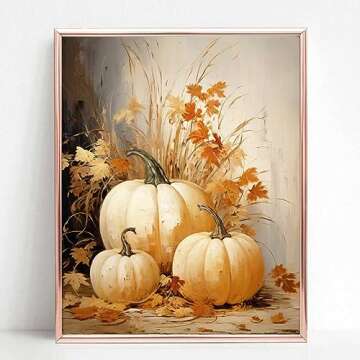Fall Pumpkin Print Fall Print Thanksgiving Print Painting Print Vintage Home Decor Fall Home Decor Fall Wall Art Fall Pumpkins (8X10 Inch Print Without Frame)
