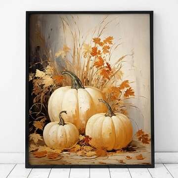 Fall Pumpkin Print Fall Print Thanksgiving Print Painting Print Vintage Home Decor Fall Home Decor Fall Wall Art Fall Pumpkins (8X10 Inch Print Without Frame)