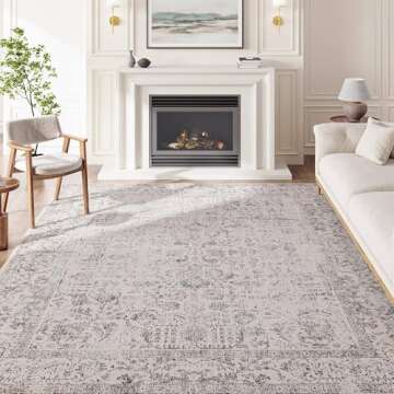 PureCozy Gray Vintage Area Rug for Home and Office