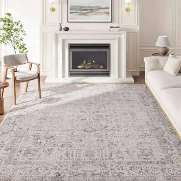 PureCozy Gray Vintage Area Rug for Home and Office