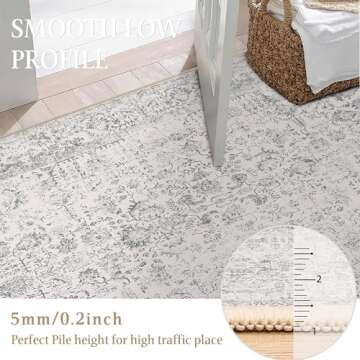 PureCozy Gray Vintage Area Rug for Home and Office