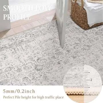 PureCozy Gray Vintage Area Rug for Home and Office