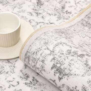 PureCozy Gray Vintage Area Rug for Home and Office