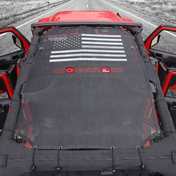American Flag Sunshade Mesh Bikini Top Sun Shade UV Protection for 2007-2018 Jeep Wrangler JK Unlimited 4 Door