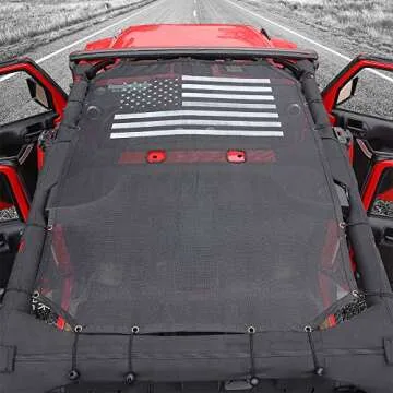 American Flag Sunshade Mesh Bikini Top Sun Shade UV Protection for 2007-2018 Jeep Wrangler JK Unlimited 4 Door