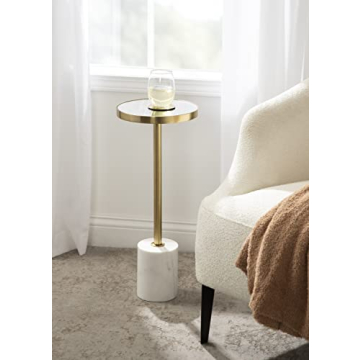 Elegant Hescott Drink Table with Marble and Mirrored Top