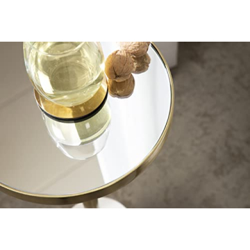 Elegant Hescott Drink Table with Marble and Mirrored Top