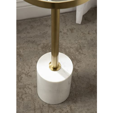 Elegant Hescott Drink Table with Marble and Mirrored Top