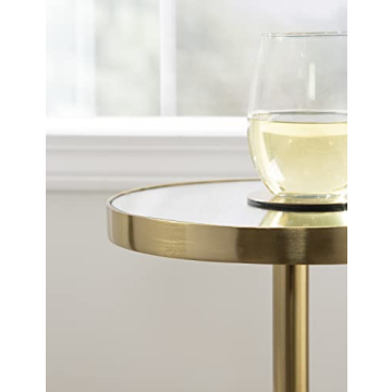Elegant Hescott Drink Table with Marble and Mirrored Top