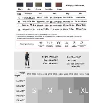 QINSEN Women's Long Sleeve Slim Fit Bodycon Jumpsuit Flared Bottom Playsuit Army Green M