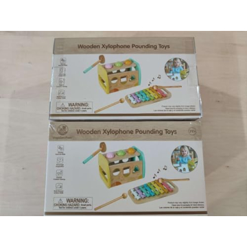 WOODENFUN Hammering Pounding Toys Wooden Educational Toy Xylophone Shape Sorter, Birthday Gift for 1 2 3 Years Boys Girls Baby Toddler Kids Developmental Montessori Learning Toy (Yellow)