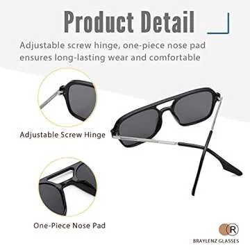 Vintage Retro 70s Aviator Sunglasses for Women Men Classic Square Shades UV Protection (Black/Green Lens +Leopard Blue Lens)