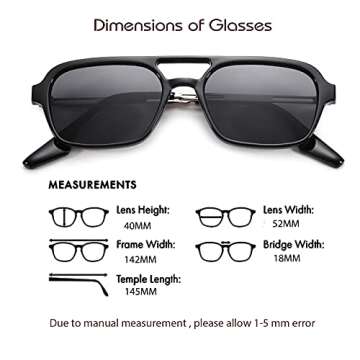 Vintage Retro 70s Aviator Sunglasses for Women Men Classic Square Shades UV Protection (Black/Green Lens +Leopard Blue Lens)