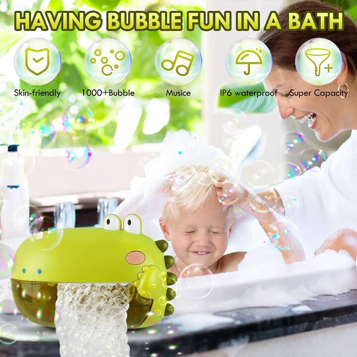 Toddler Bath Bubble Machine with Dinosaur Toy