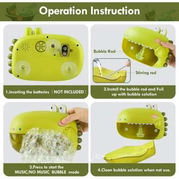 Toddler Bath Bubble Machine with Dinosaur Toy