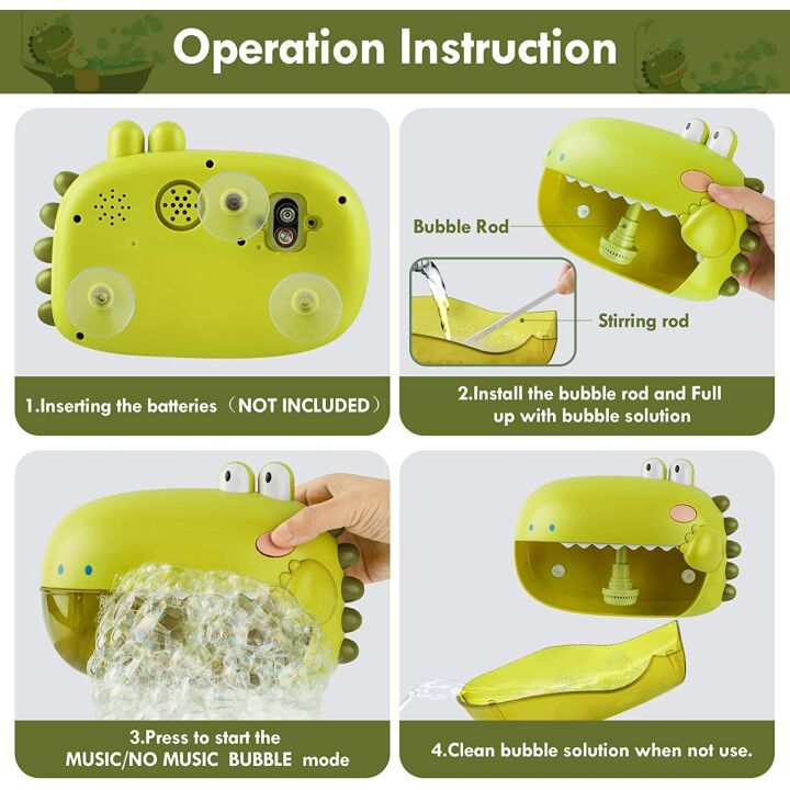 Toddler Bath Bubble Machine with Dinosaur Toy