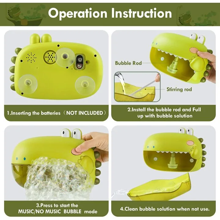 Toddler Bath Bubble Machine with Dinosaur Toy