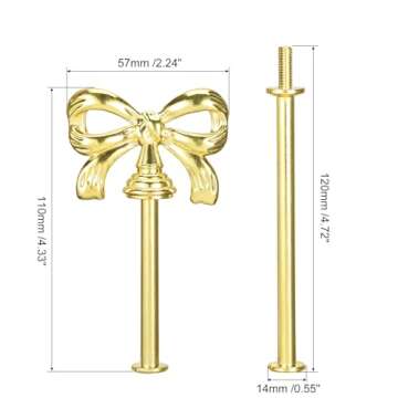 uxcell 1 Set Cake Tray Stand Handle Cupcake Dessert Plate Hardware Fitting Holder Rod Stand Handle for Cake Stand Wedding Party, 3-Tiers Bow-Knot Gold