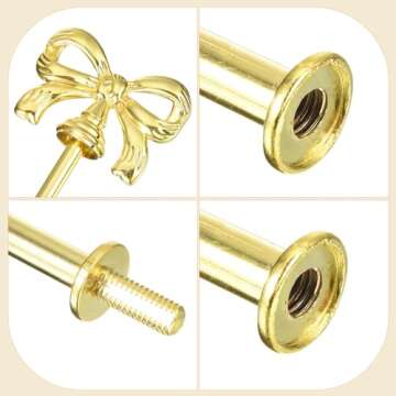 uxcell 1 Set Cake Tray Stand Handle Cupcake Dessert Plate Hardware Fitting Holder Rod Stand Handle for Cake Stand Wedding Party, 3-Tiers Bow-Knot Gold