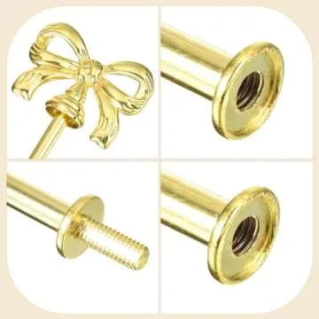 uxcell 1 Set Cake Tray Stand Handle Cupcake Dessert Plate Hardware Fitting Holder Rod Stand Handle for Cake Stand Wedding Party, 3-Tiers Bow-Knot Gold