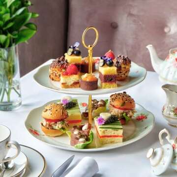 uxcell 1 Set Cake Tray Stand Handle Cupcake Dessert Plate Hardware Fitting Holder Rod Stand Handle for Cake Stand Wedding Party, 3-Tiers Bow-Knot Gold