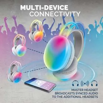 Brookstone Wireless Headphones 4 Pack - LED Lights & Bluetooth 5.0