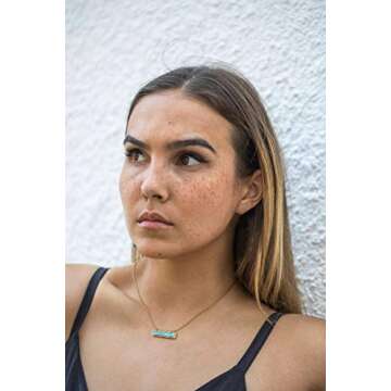 SOFYBJA Adjustable Turquoise Howlite Bar 18K Gold Chain Necklace for Women - Unique Bohemian Jewelry