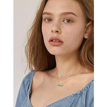 SOFYBJA Adjustable Turquoise Howlite Bar Necklace