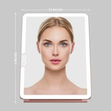 LUNA London Eclipse LED Lighted Travel Vanity Makeup Mirror | 3 Colour Light, Compact, Portable, Lighted, Rechargeable, Illuminated Mirror | Perfect for Travel, Makeup & Beauty Needs | Rose Gold