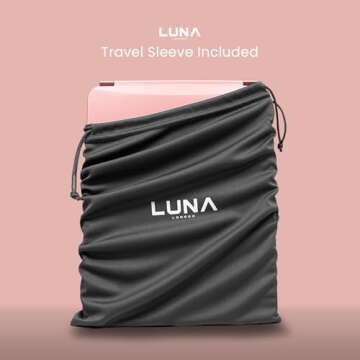 LUNA London Eclipse LED Lighted Travel Vanity Makeup Mirror | 3 Colour Light, Compact, Portable, Lighted, Rechargeable, Illuminated Mirror | Perfect for Travel, Makeup & Beauty Needs | Rose Gold