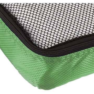 Amazon Basics 4 Piece Packing Travel Organizer Zipper Cubes Set, Slim, Green